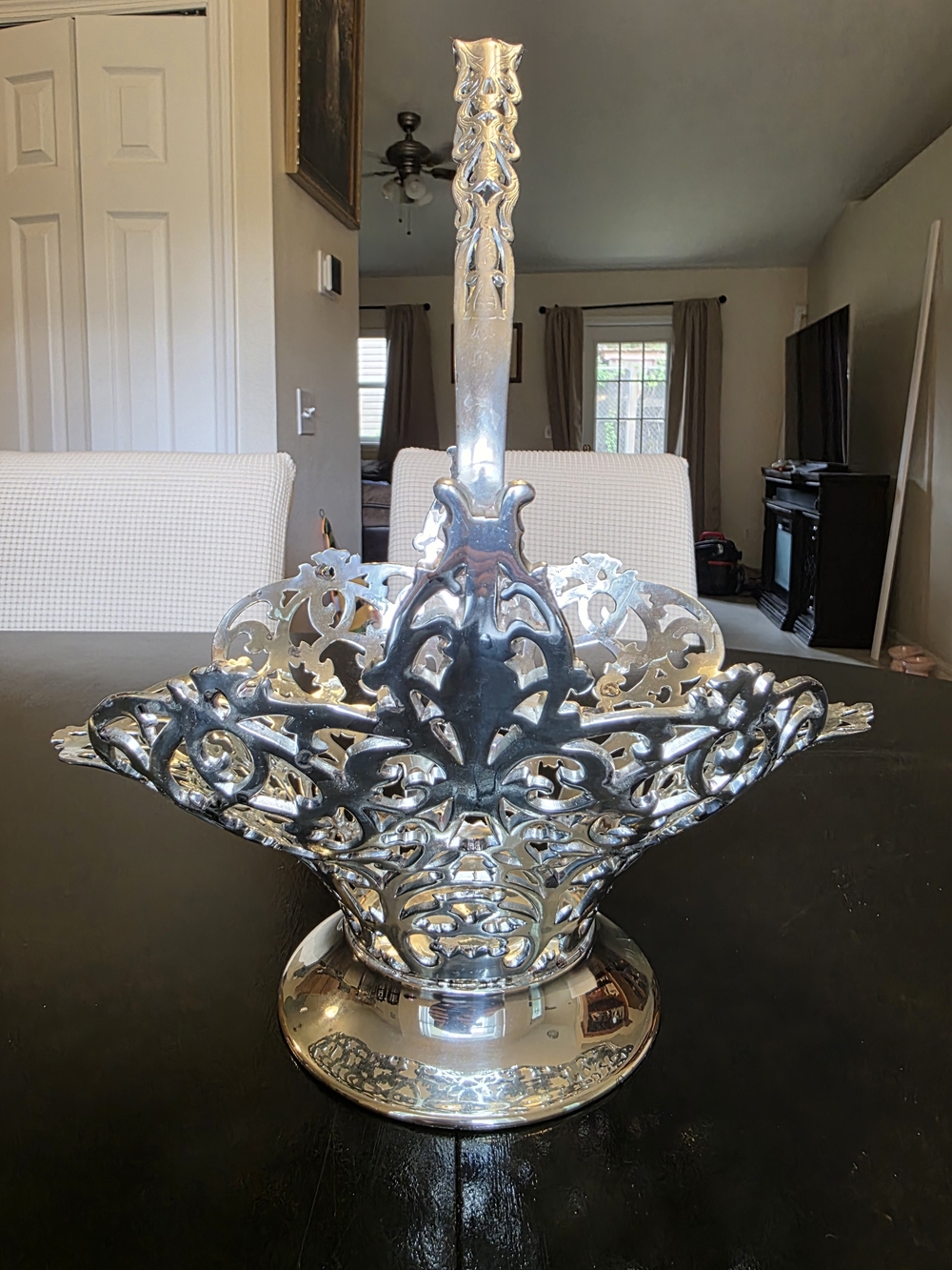 Forbes VTG Silver Plate Co. Victorian Pierced Silverplate Handled Brides Basket
